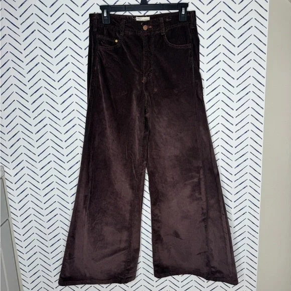 Anthropologie Pilcro Adi Mid-Rise Relaxed Flare Jeans Corduroy Wide Leg Size 27 - Picture 4 of 8